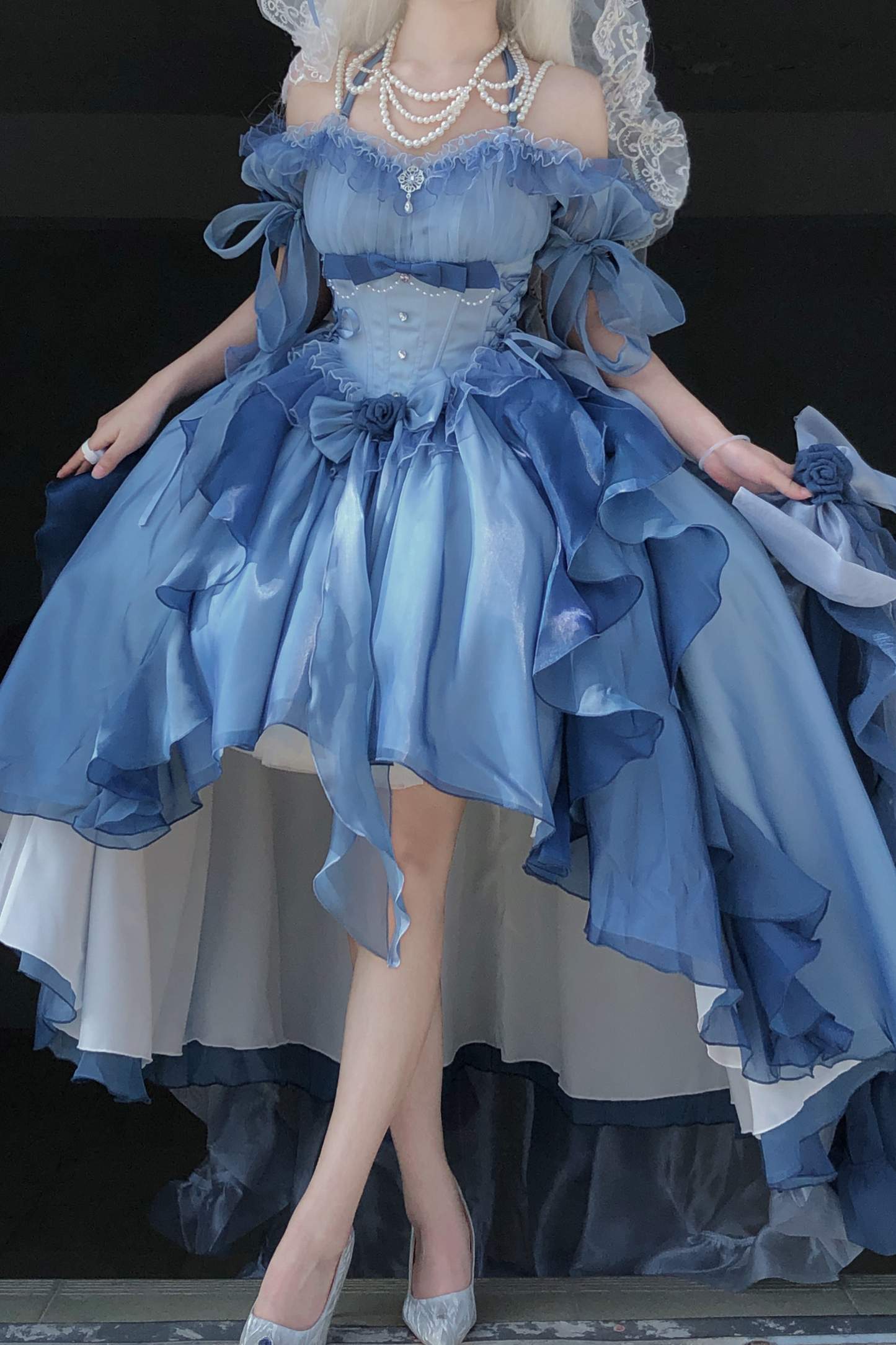 グラデーションアシメデザイン妖精ロリータドレスセット
