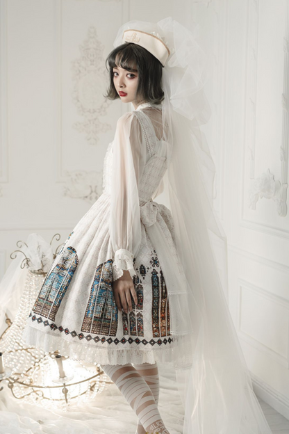 ウィンドウシックレトロドールロリータドレス