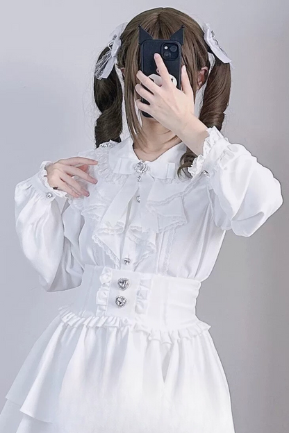 Sweet frill ribbon blouse