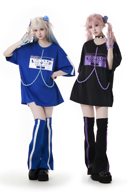 Subculture Loose Over T-shirt + Pants + Leg Warmers + Angel Devil Hairpin