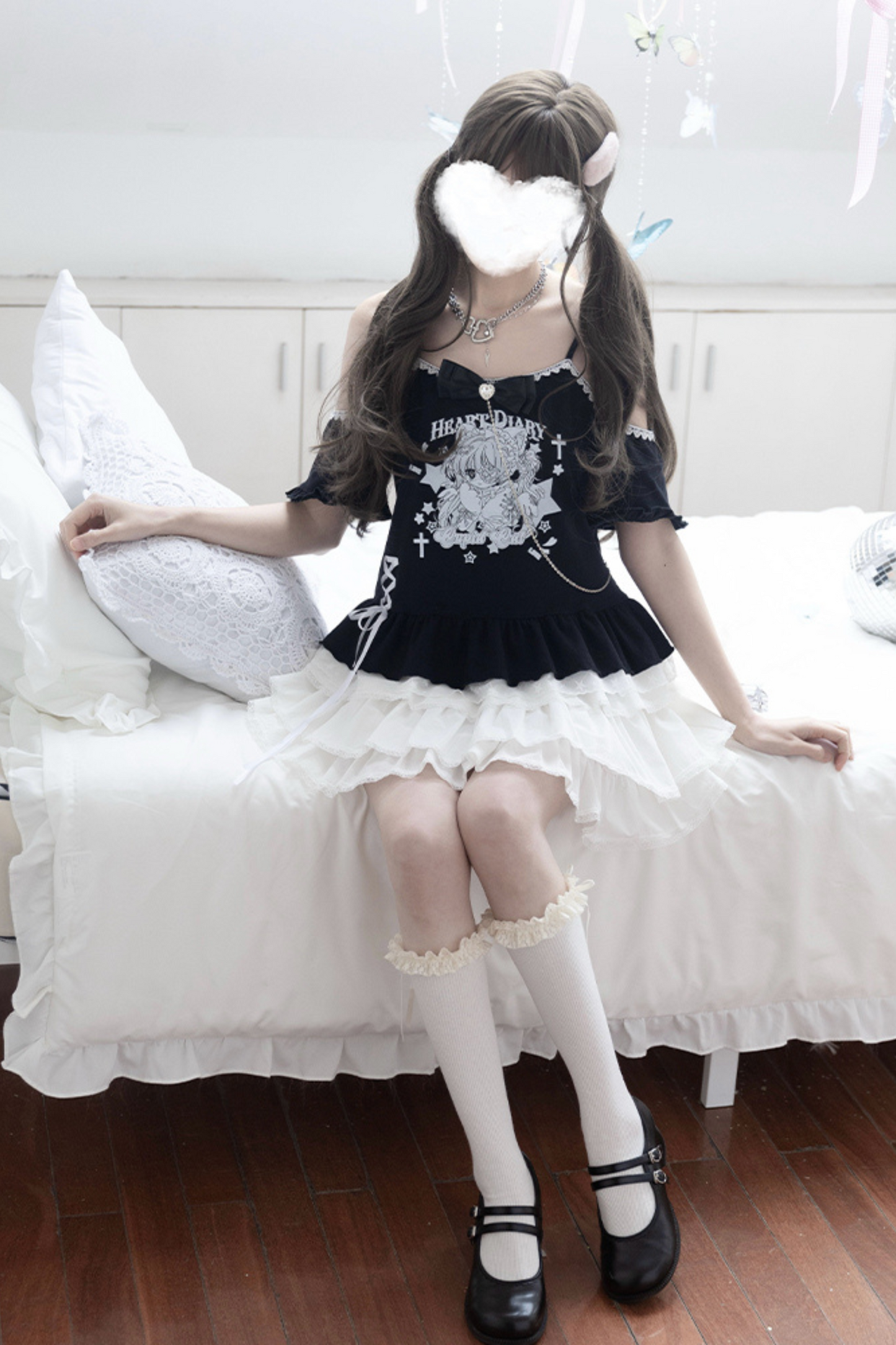 ソフトブラックキャットガールトップス＋ケーキスカート