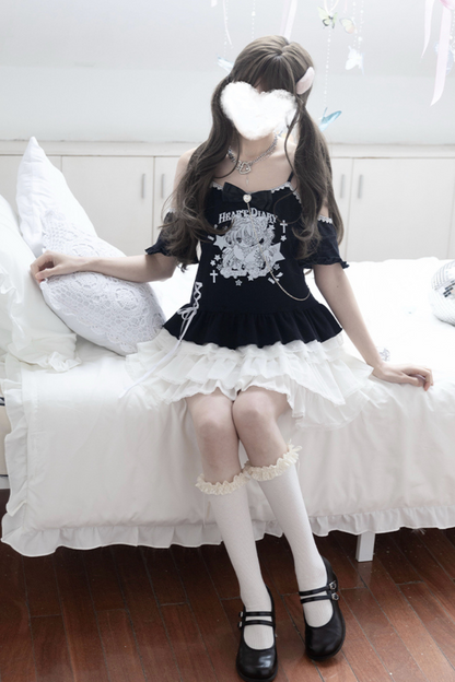 ソフトブラックキャットガールトップス＋ケーキスカート