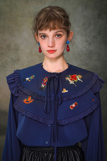 フレンチレトロショールデザインブラウス