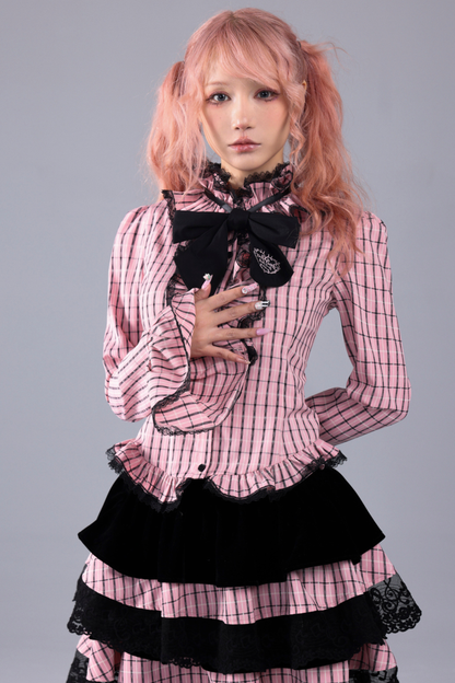 プラッドラッフルカラーブラウス