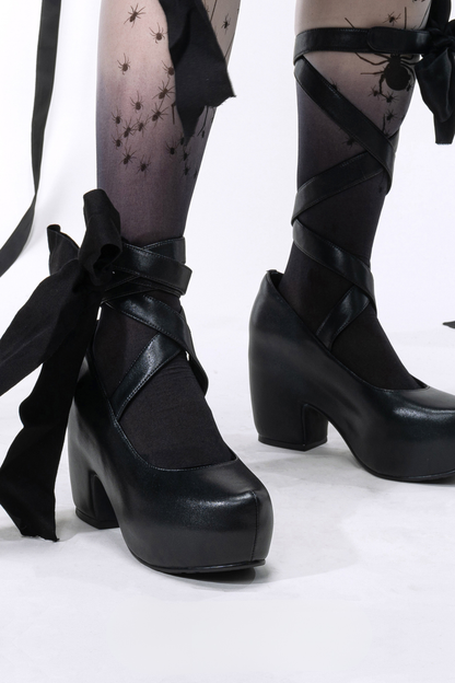 レースアップリボンロリータシューズ