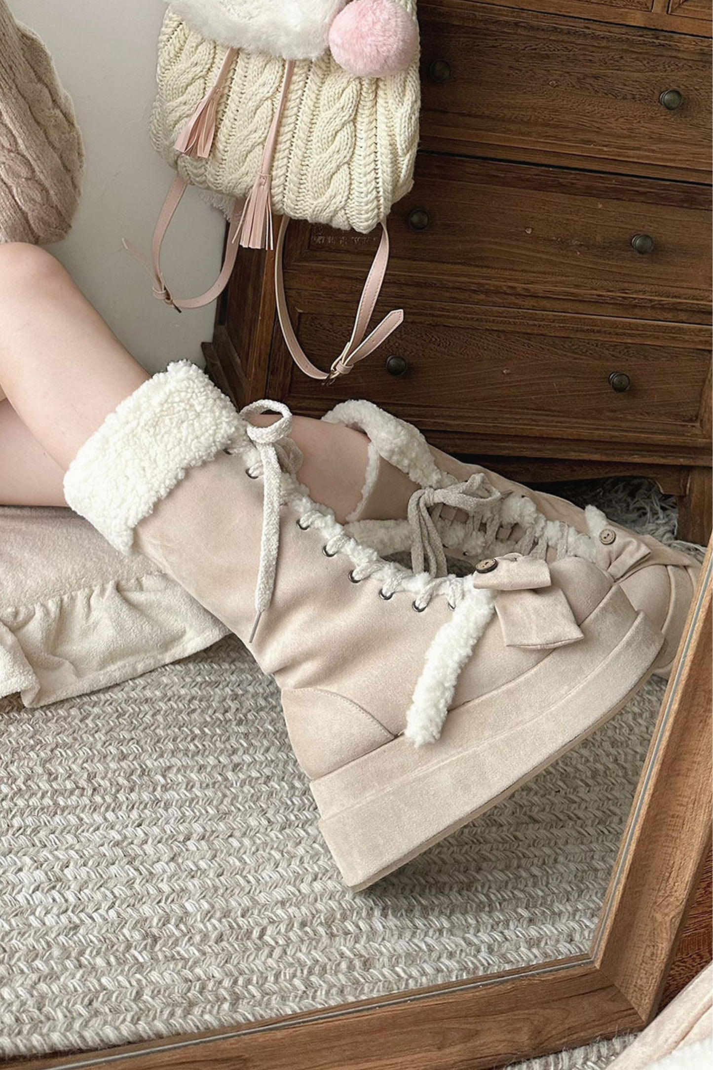 リボンロリータスノーブーツ