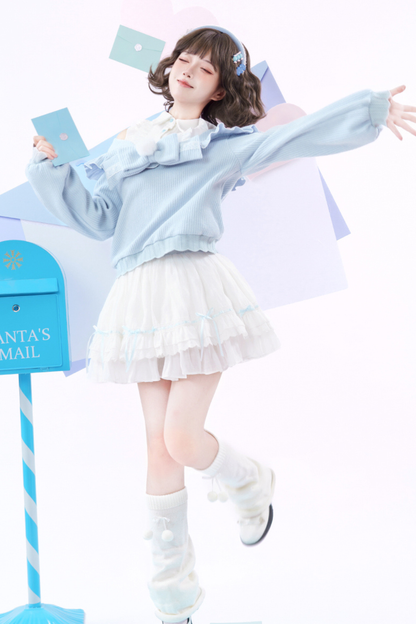 キュートオフショルダーセーター+スカート