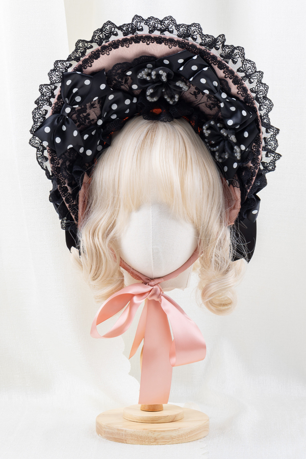 フリルリボンボンネット+ヘアバンド