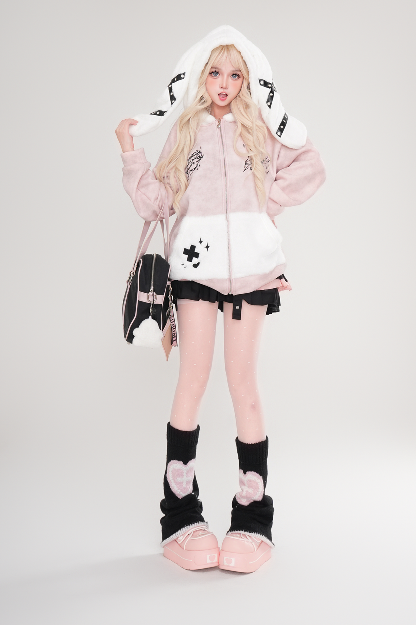 キュートバニーイヤーフリースジャケット