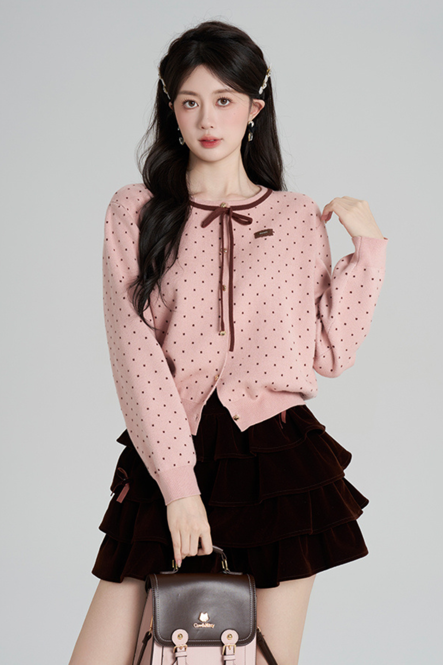 ドットフレンチニットカーディガン