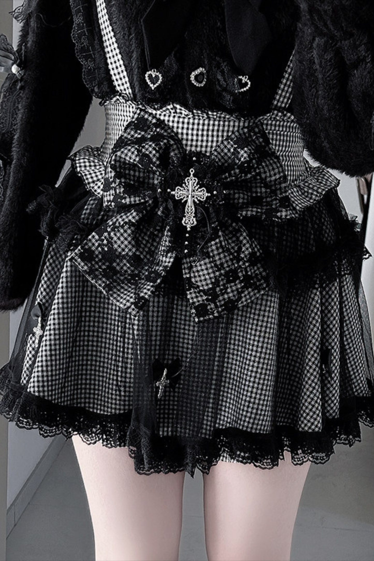 Jirai Cute Cardigan + Flare Skirt + Cross Skirt