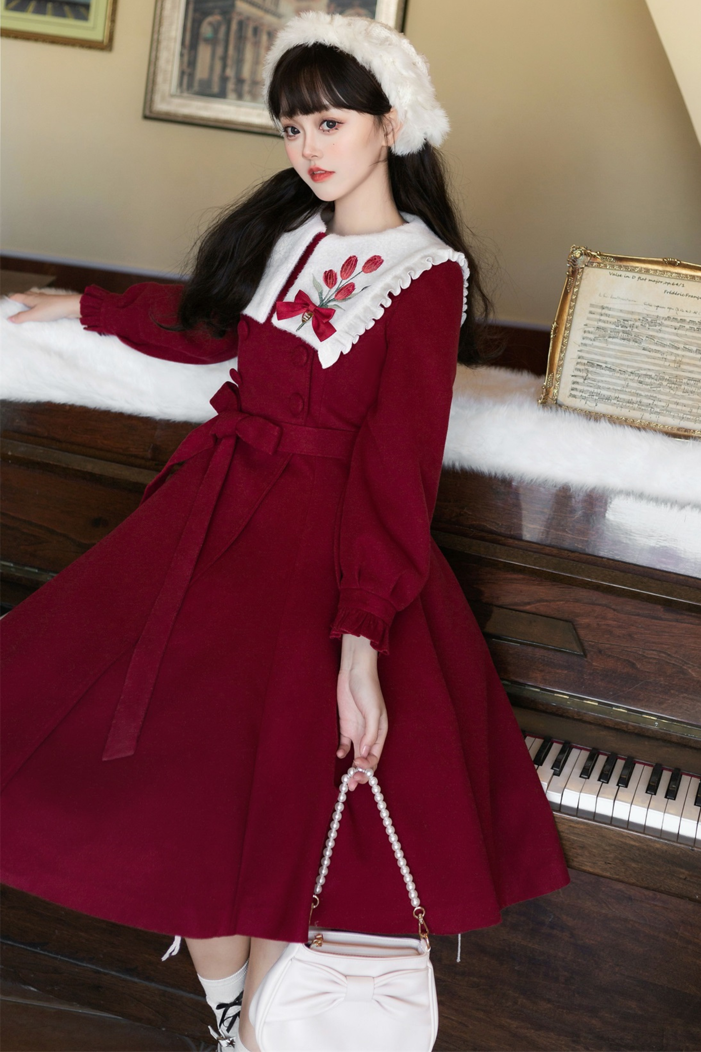 レッドチューリップロリータフレアコート