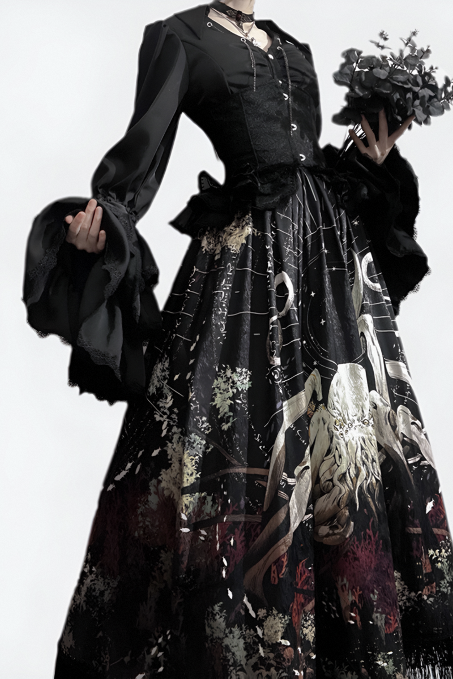 クトゥルフゴシックダークロリータシャツ+スカート+テール+コルセット