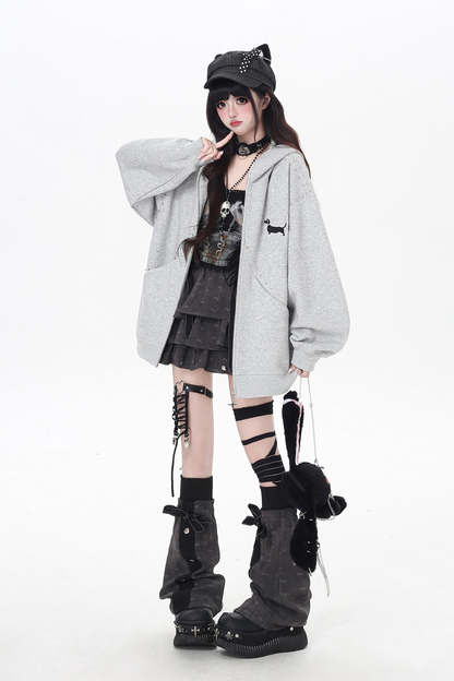 カジュアルスウェットダークフードパーカー