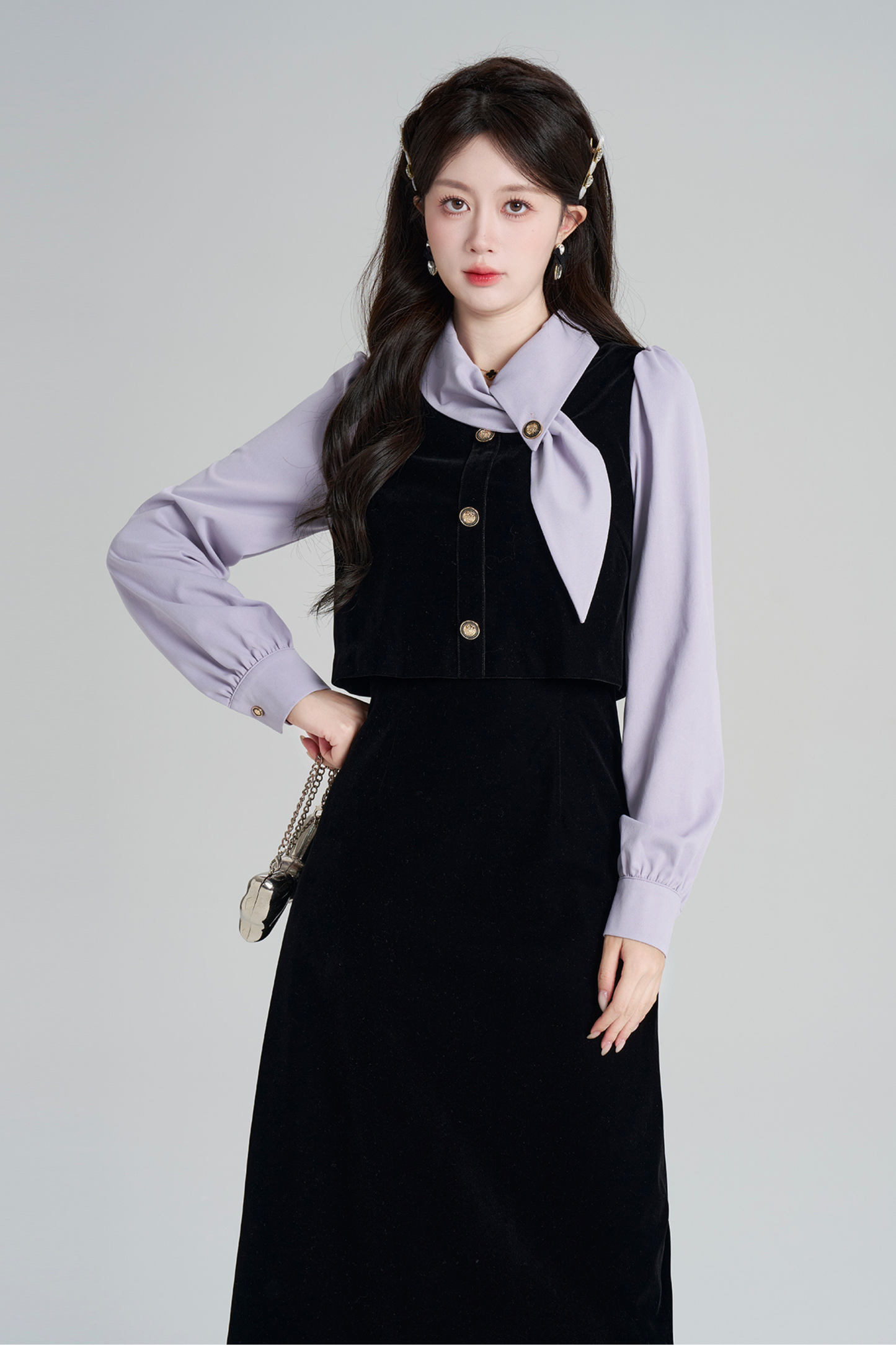 フレンチコントラストレトロドレス