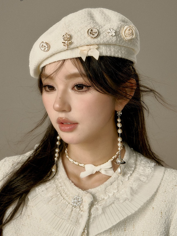 Little Fragrance Cream White Corian Beret