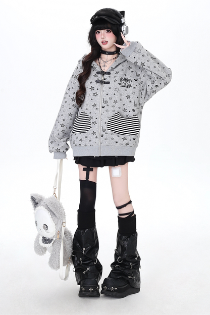 バニーフードルーズスタージップパーカー