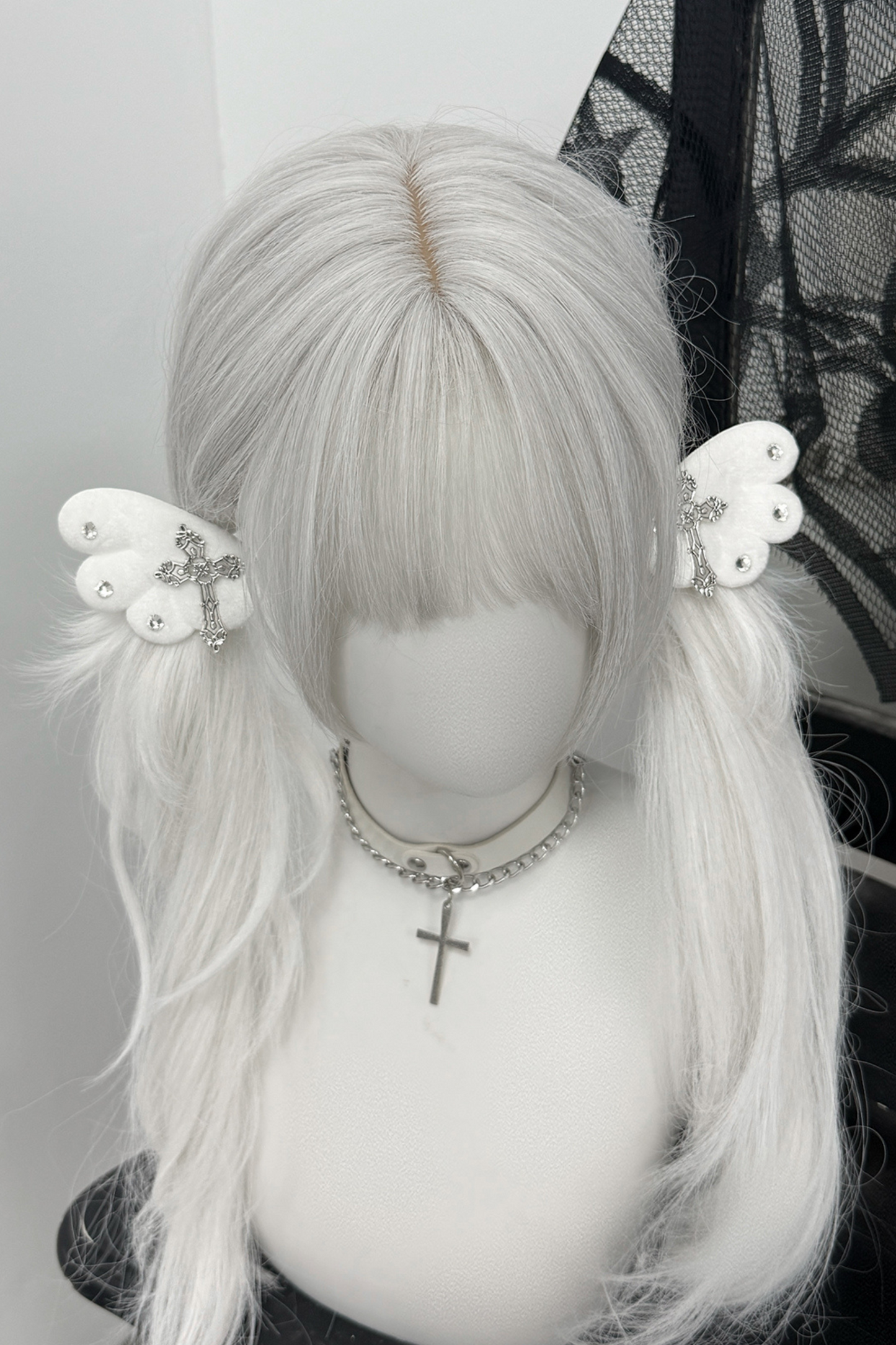 Wing Cross Rhinestone Hair Clip