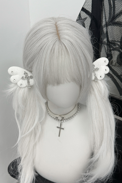 Wing Cross Rhinestone Hair Clip