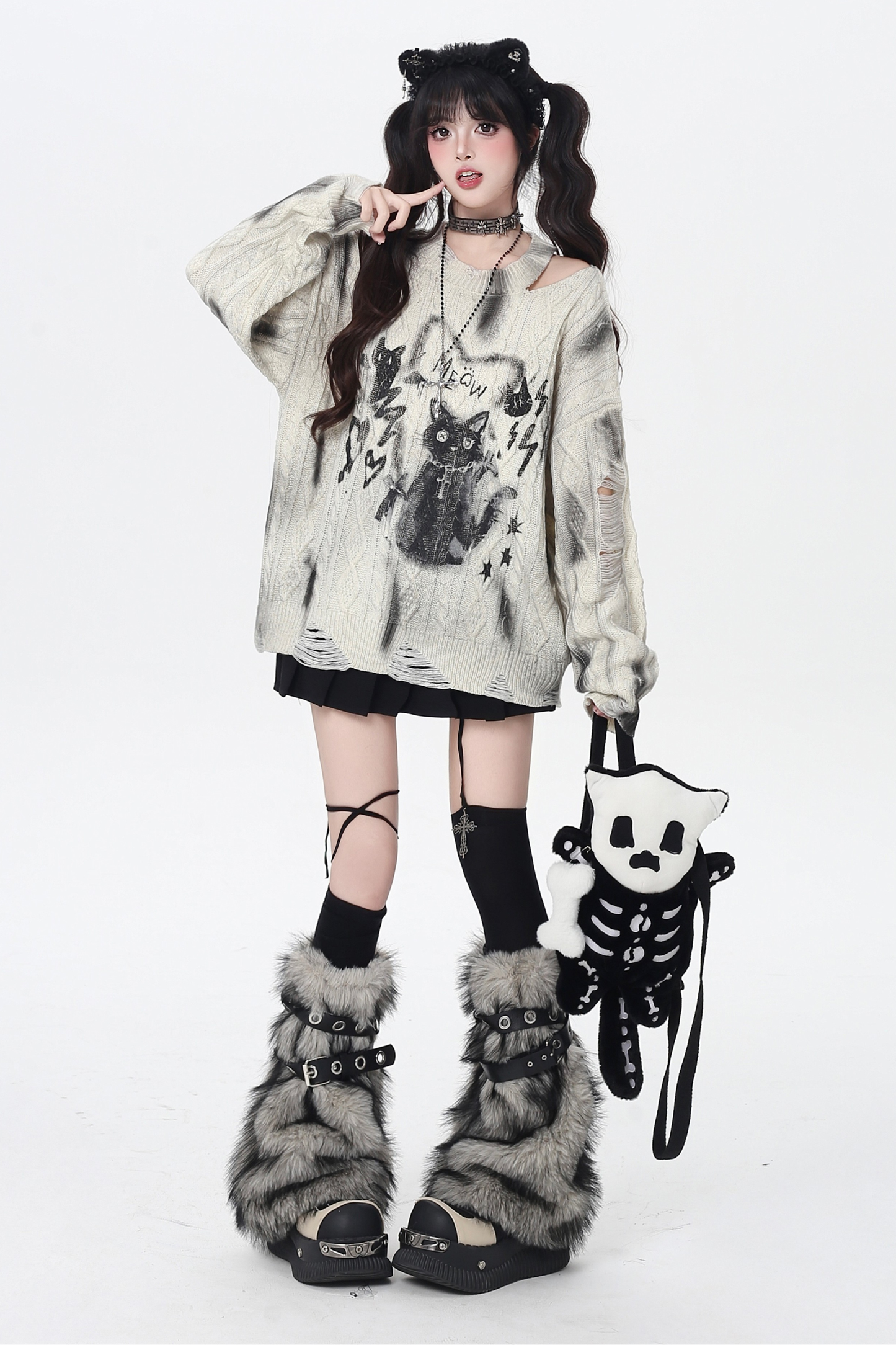 タイダイオフショルダーキャットトップス