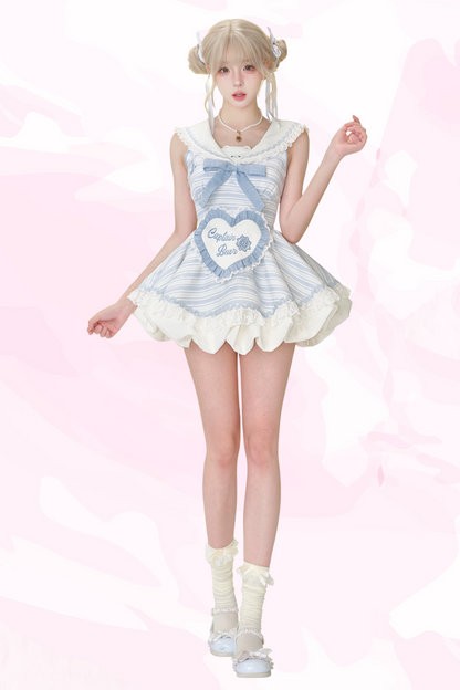 Sailing Bear Blue Border Dress