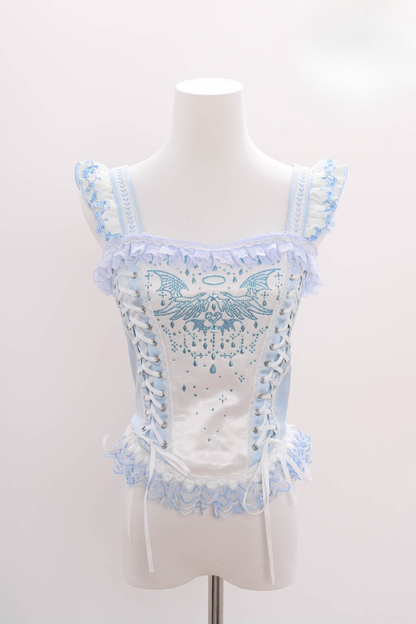 水色天使系列上衣+裙子+衬衫领+袖子+帽子+夹子