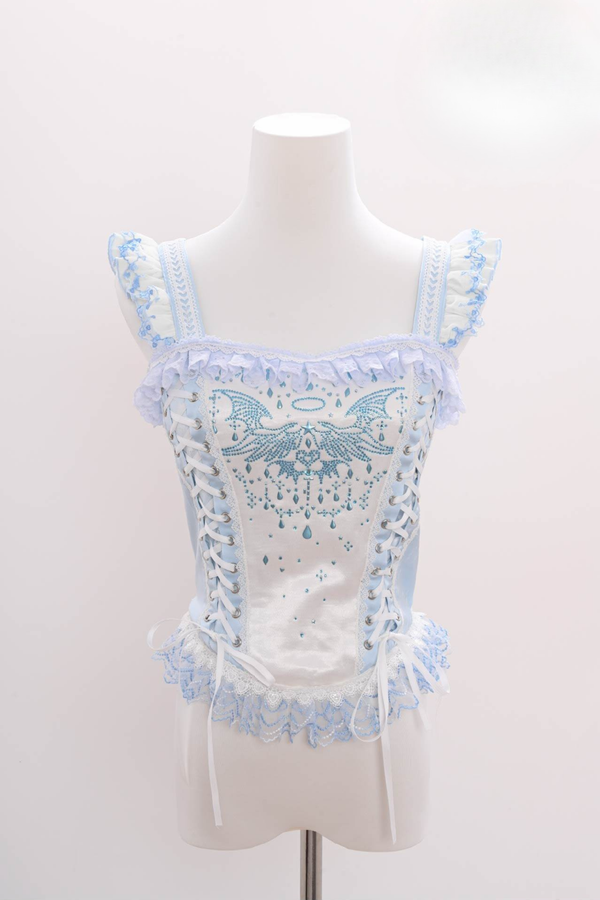 Aqua Angel Line Top + Skirt + Shirt Collar + Sleeve + Hat + Clips