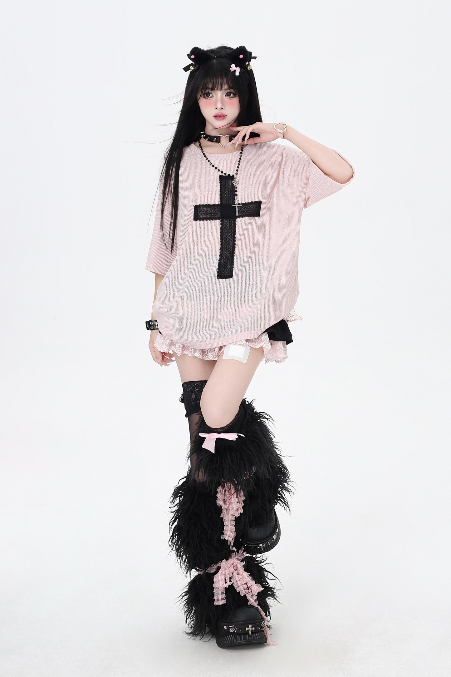 サブカルチャークロスパッチルーズトップス