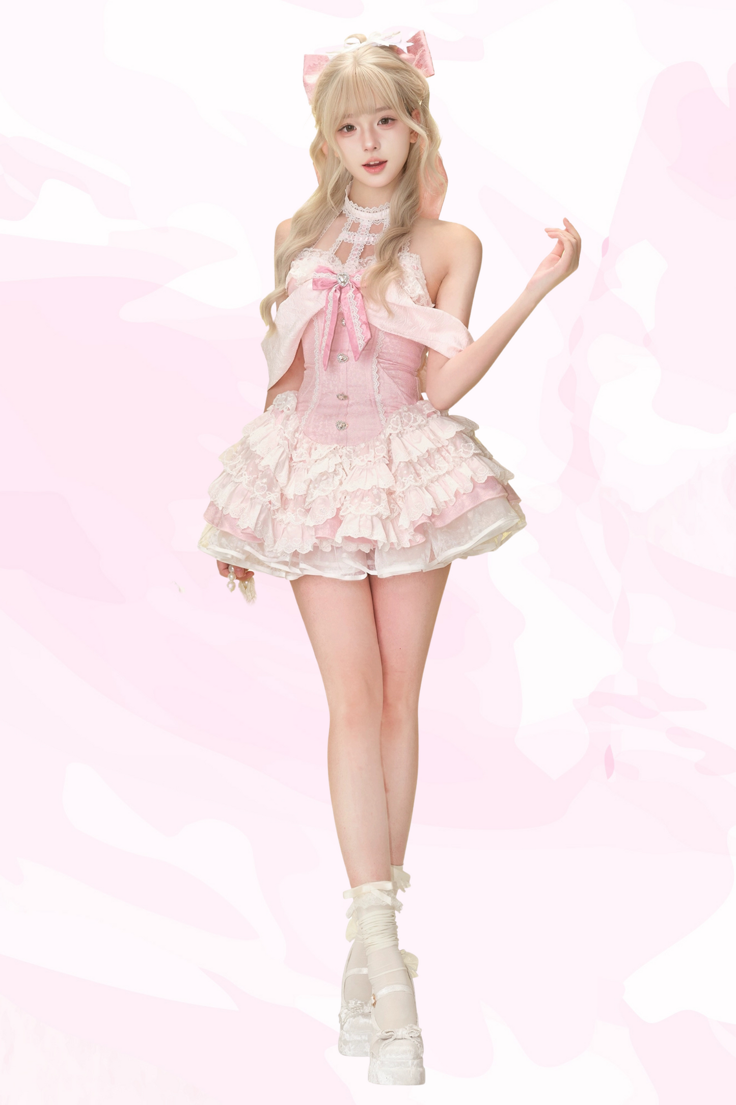 Mary Sweetheart Jacquard Dress + Ribbon + Skirt