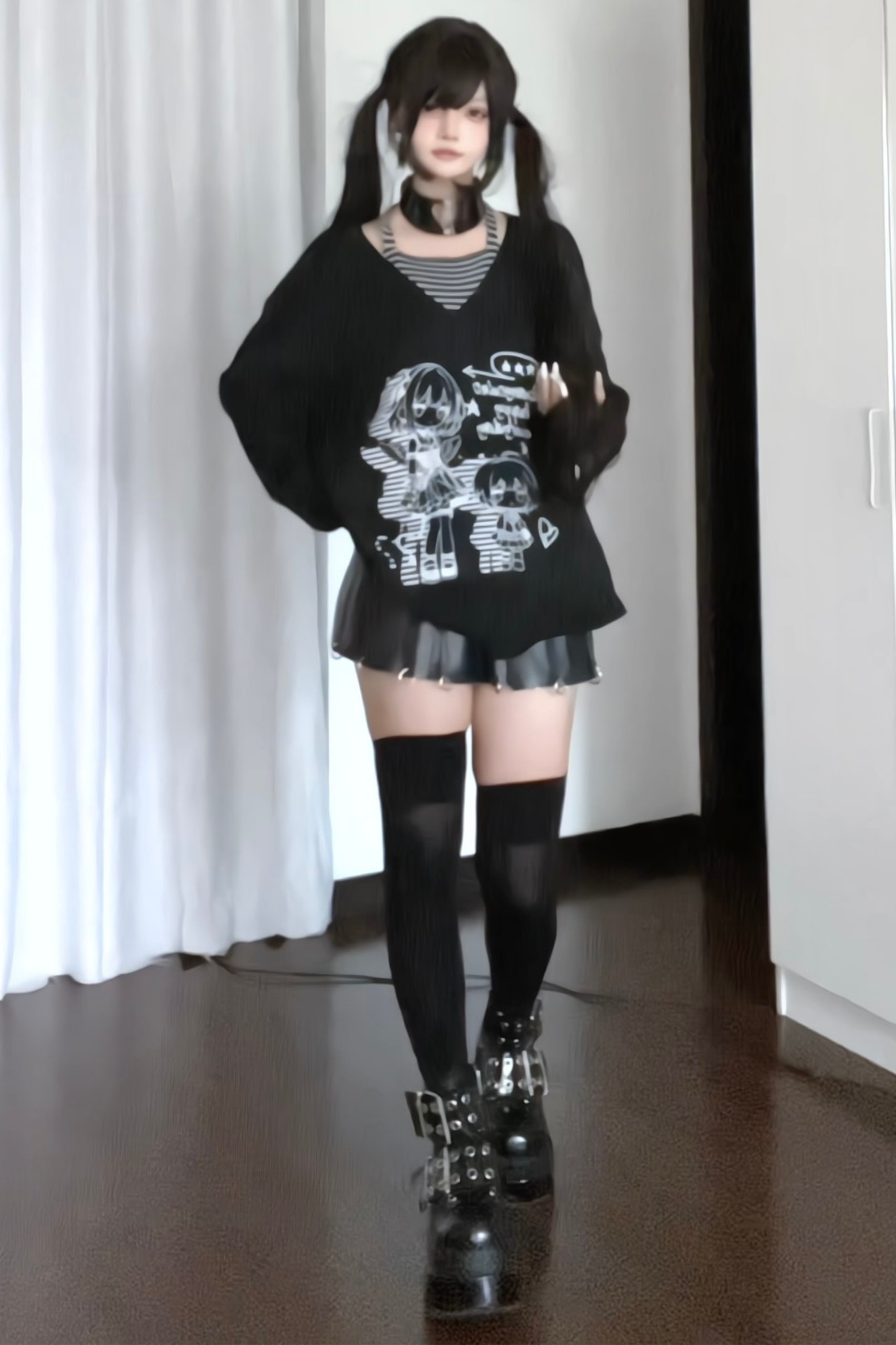 Splicing Dark Loose Tops