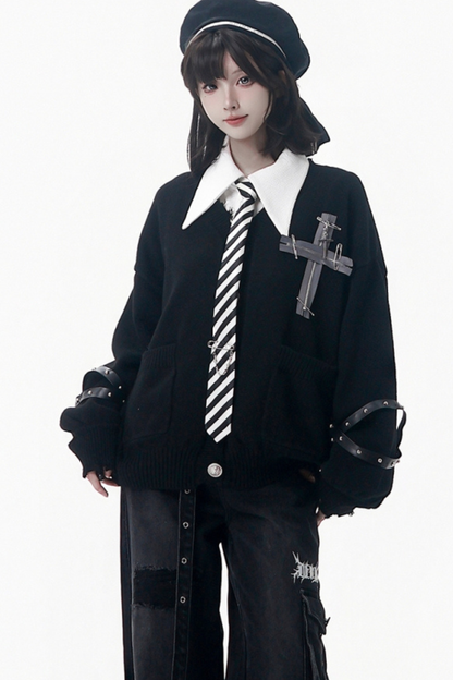 クロストリムカーディガン+シャツ+ネクタイ+パンツ