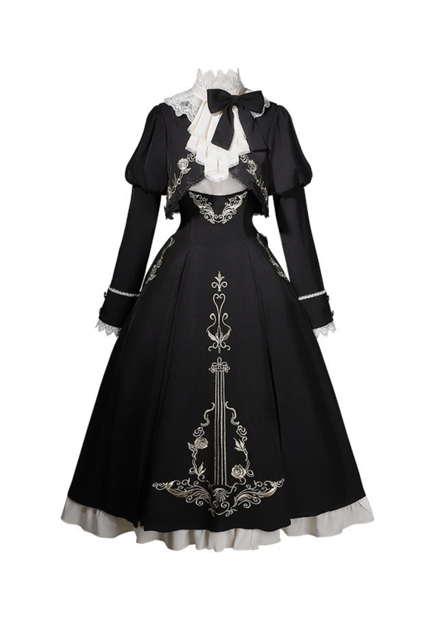 【予約商品】ゴシックダークサスペンダーロングドレス+シャツ+ジャケット