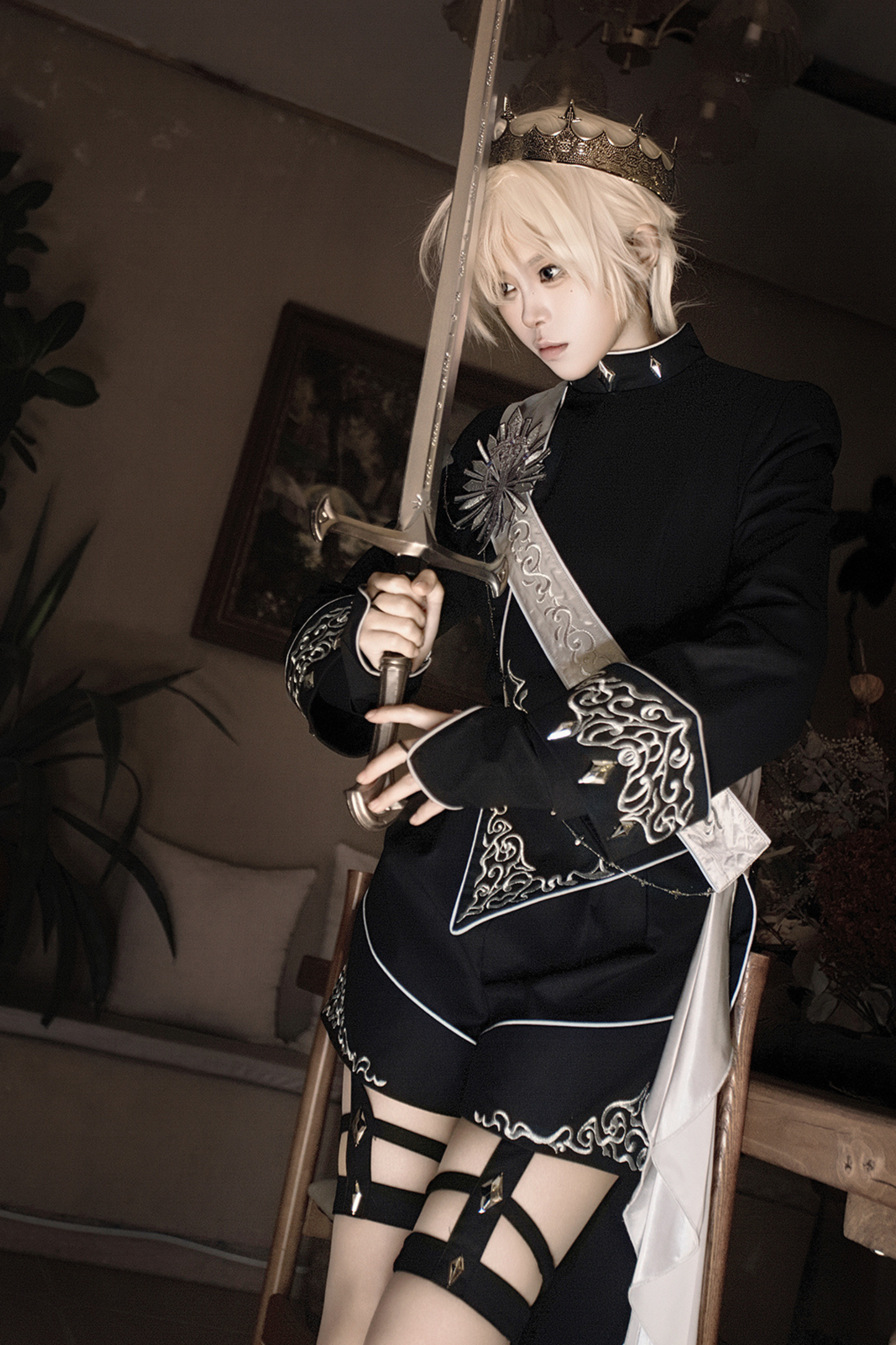 ネバーアイランドモード皇子トップス+ショートパンツ+リボン