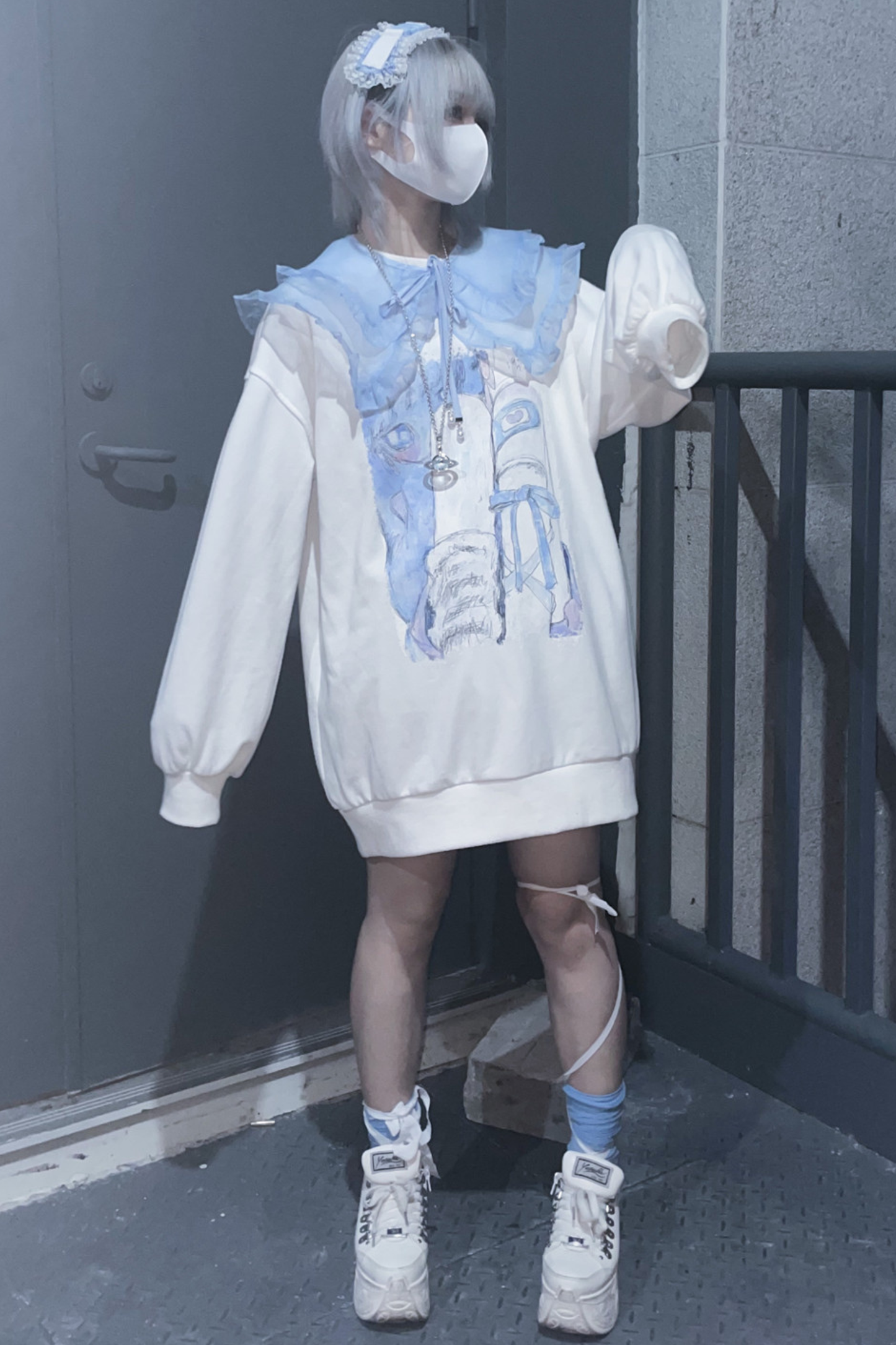 【天使界隈】ホワイトバードアクアルーズスウェットワンピース