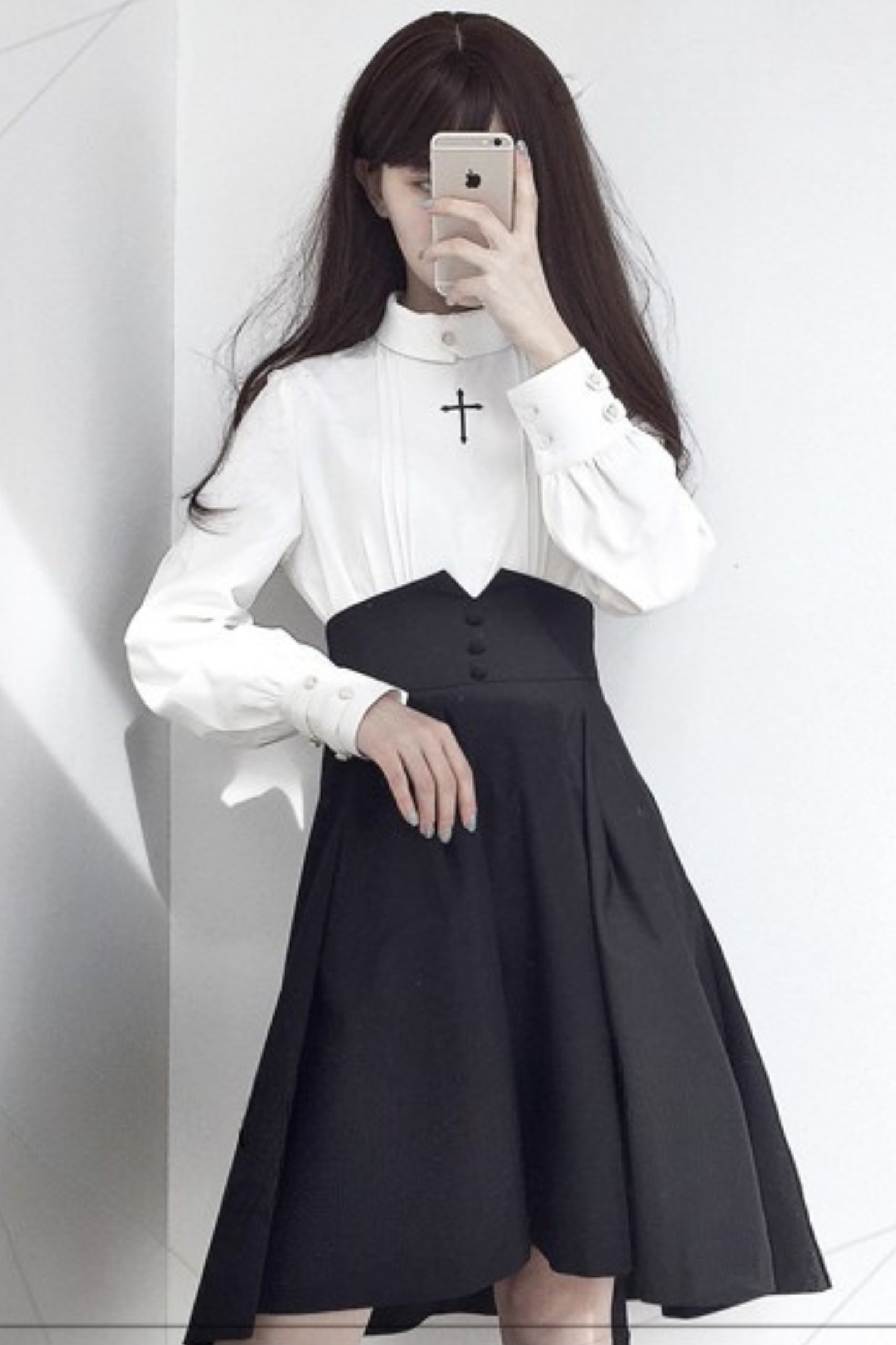 レトロダークゴシックハイウエストアシメスカート