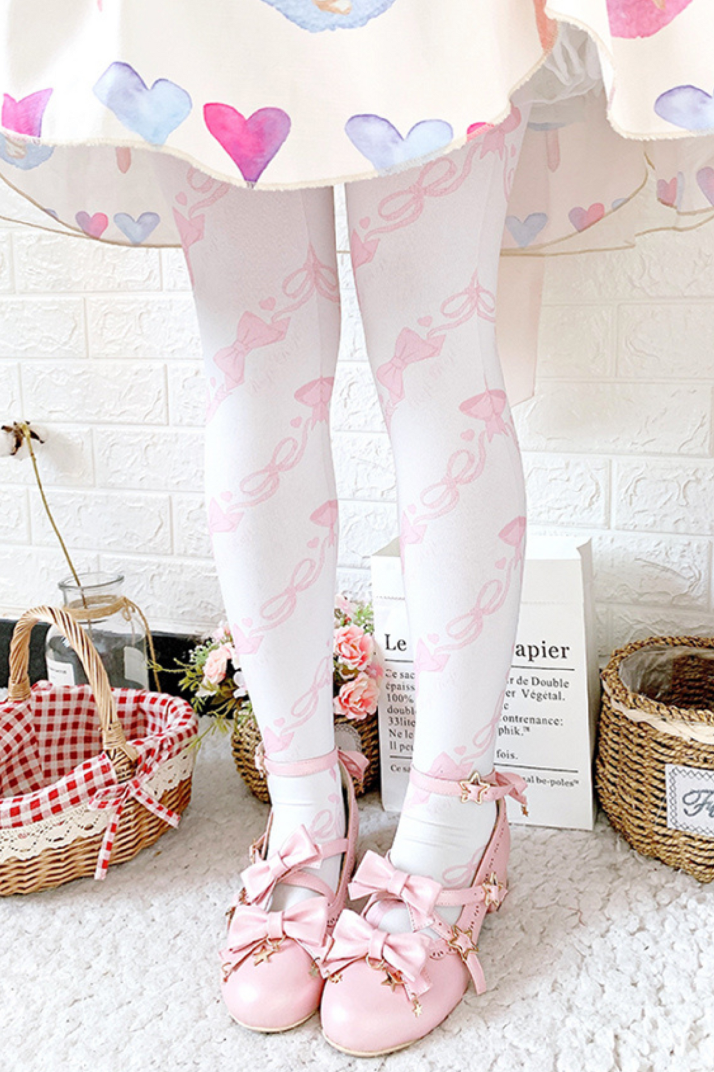 Love Spin Velvet Print Lolita Socks