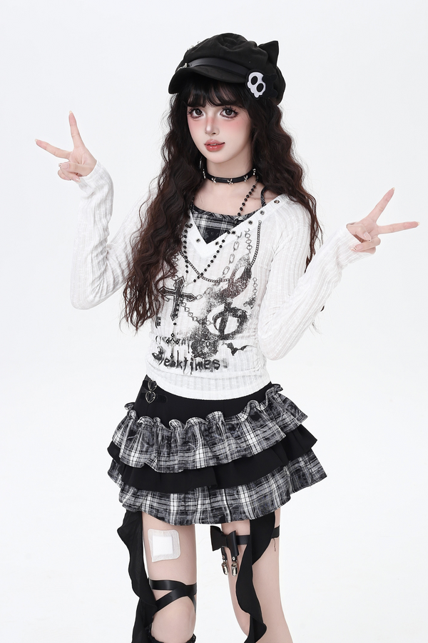 Cross Slim Long Sleeve Cover-Up Top