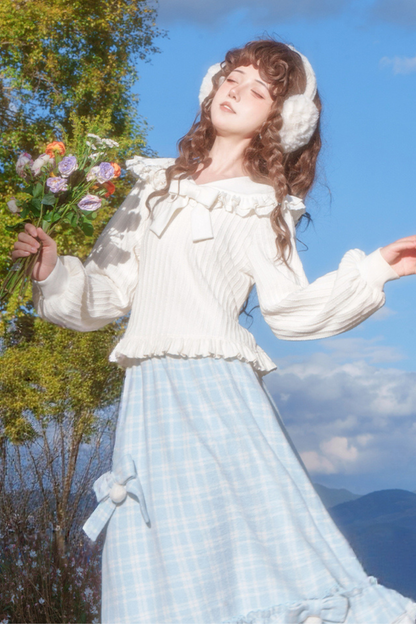 レースドールカラーリボントップス+スカート