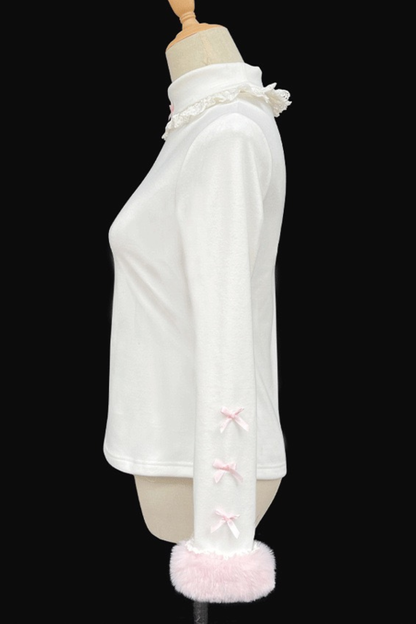 リボンタートルネックロリータトップス