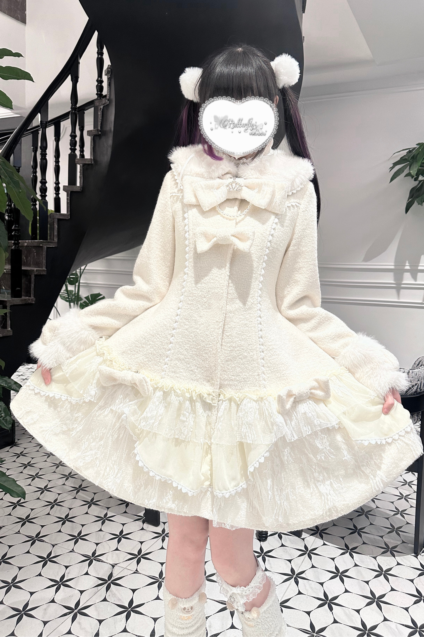 ガーリースノーリボンコート