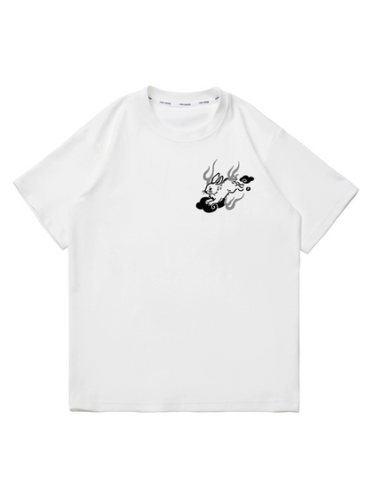 Jade Rabbit Print Couple T-Shirt