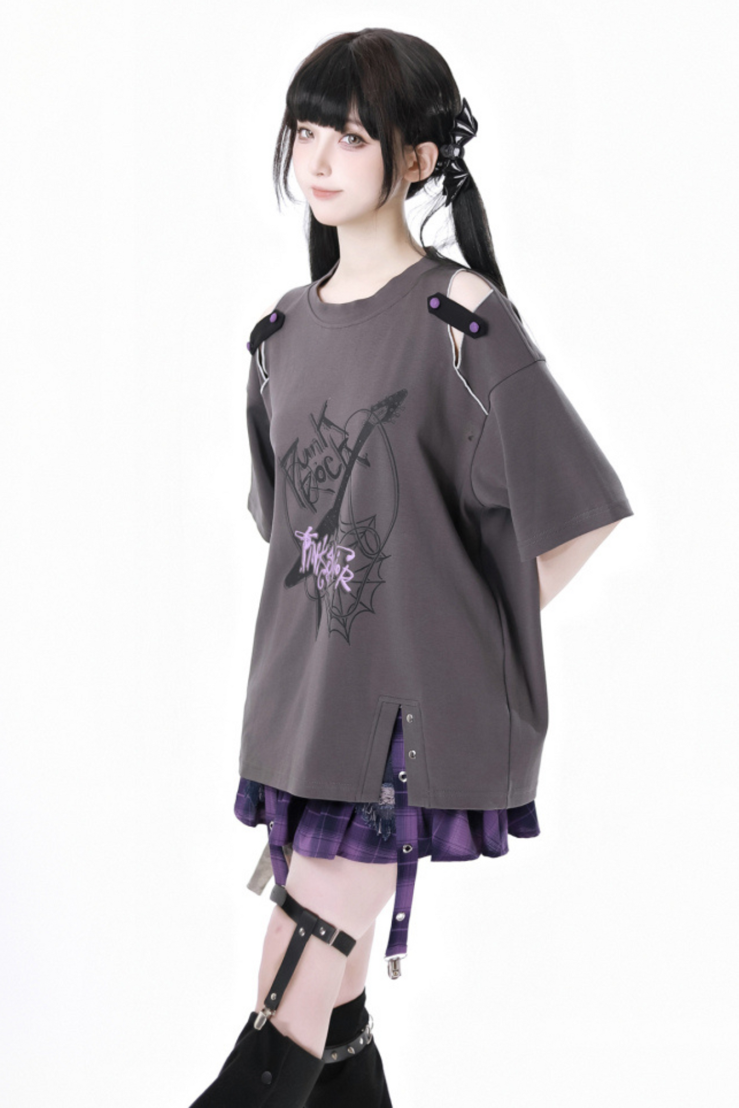 ナイトスケータースカート+ダークトップス