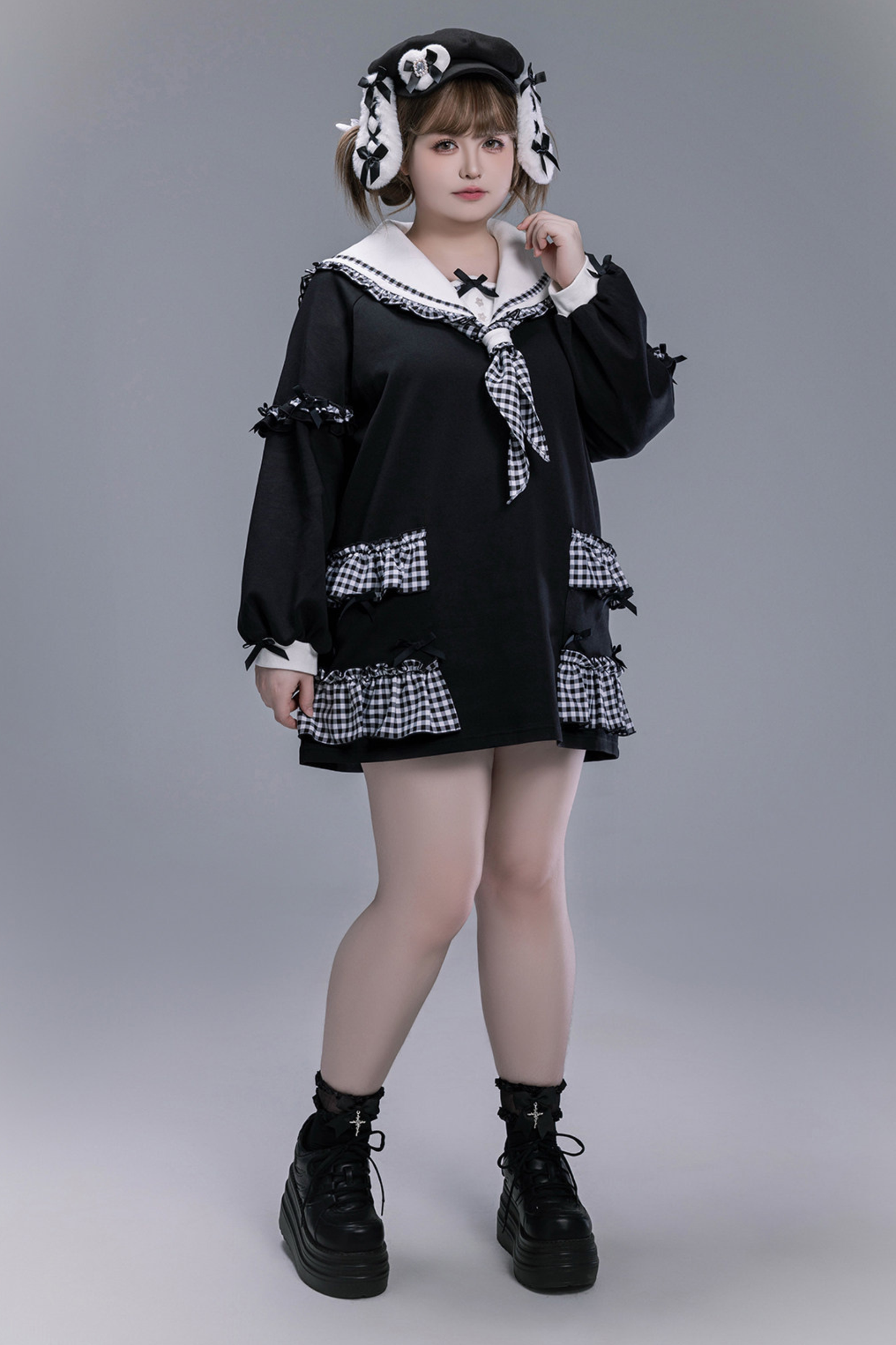 Plaid Sailor Loose Top