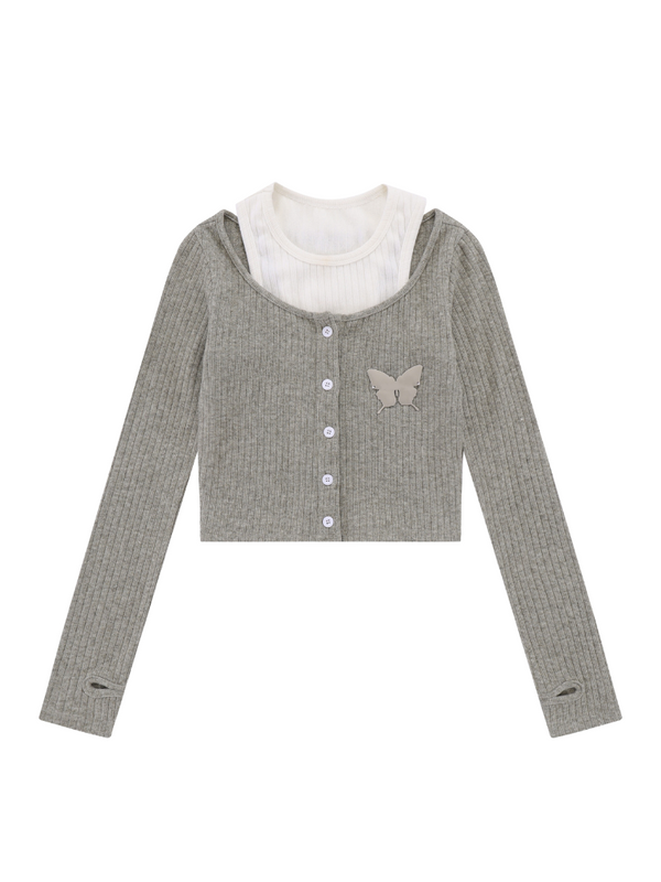 ホットガールスリムショートツーピースニットトップス