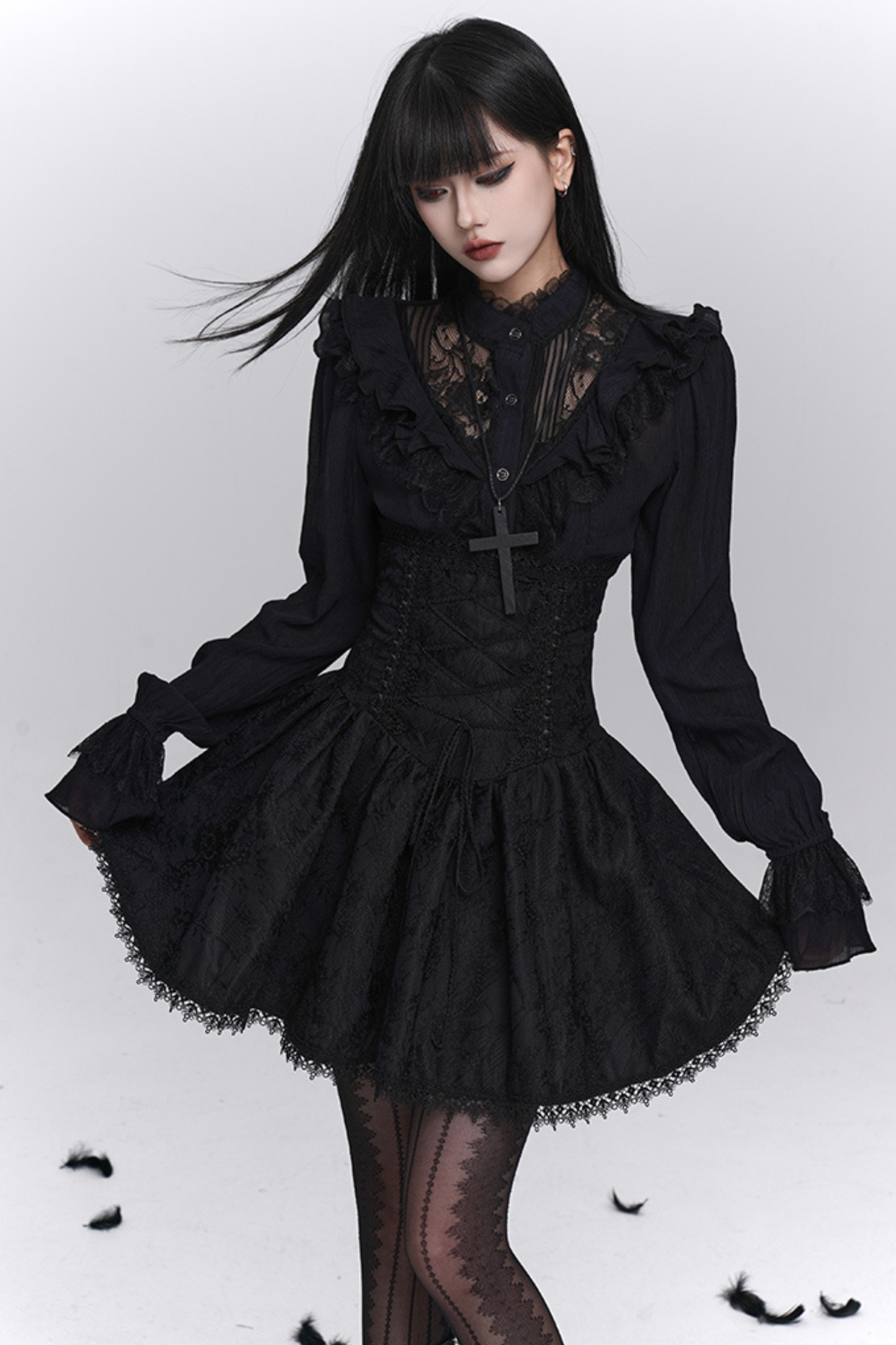 Ghost Girl Gothic Dark High Waist Skirt