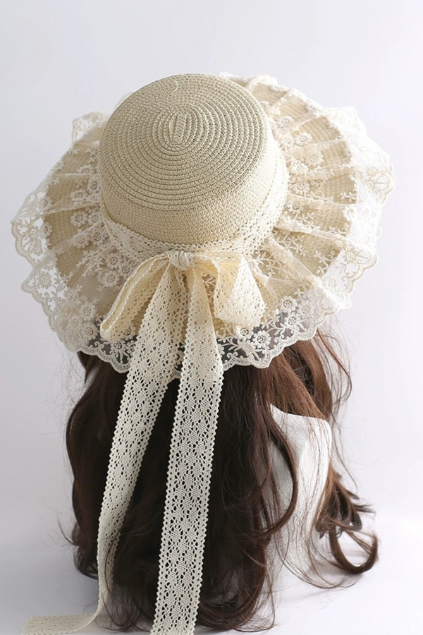 Retro Lace Cotton Ribbon Hat