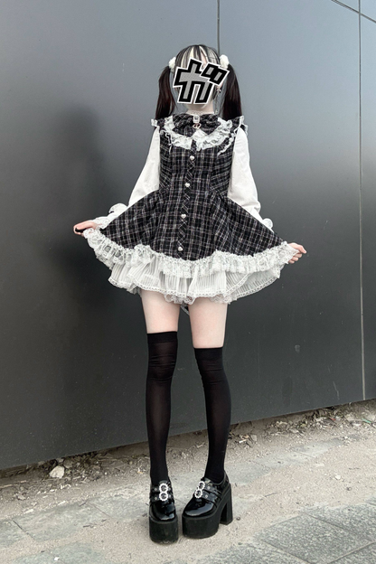 Lace Check Dress + Pants