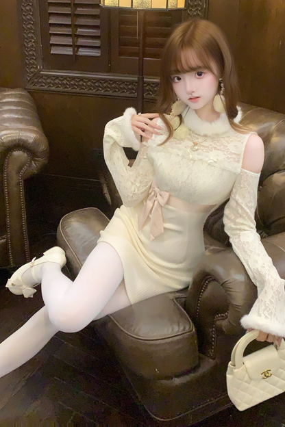 レースエレガントタイトドレス