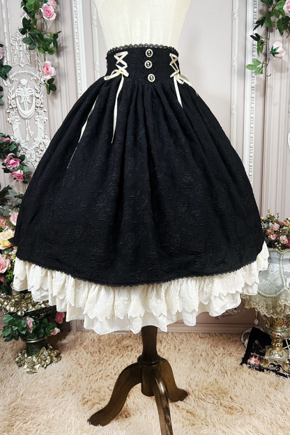 Retro Chic Lolita Shirt + Lace-up High Waist Lolita Skirt