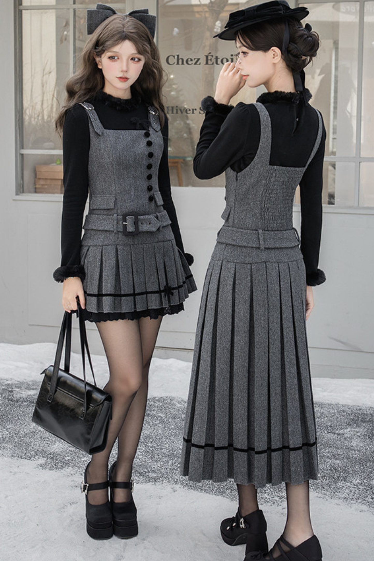 エレガントデイリーベストドレス+リボンヘアアクセサリー